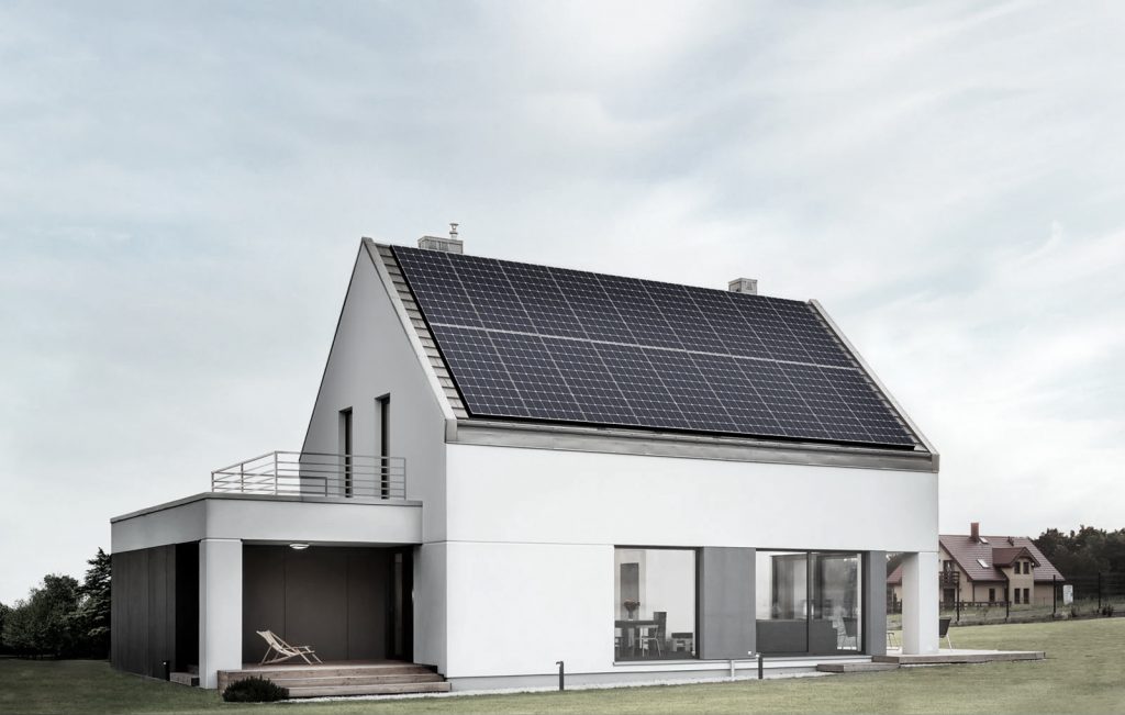 LG NeON R Solar modules installed on a single sided European house roof maximising all available area.